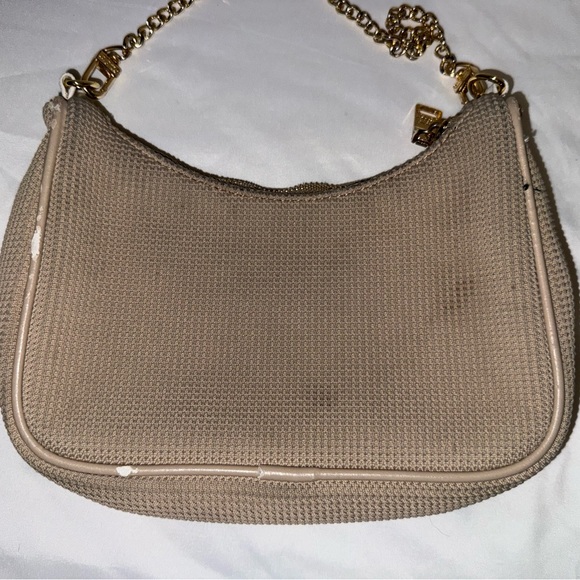 Steve Madden Rhinestone Shoulder Bag Crystal Evening Purse Crossbody Gold Stud - Picture 7 of 13